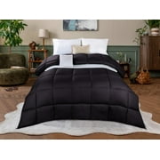 Superior Basketweave Plush Down Alternative Comforter, Full/Queen, Black